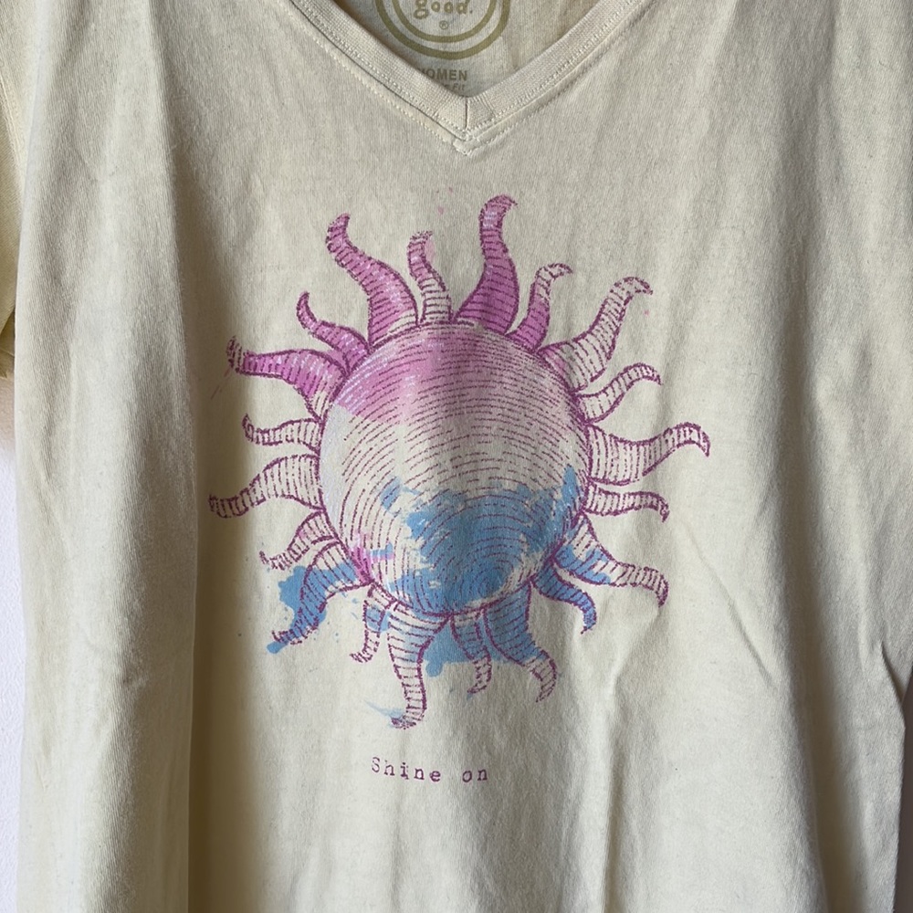 Yellow Life is Good v-neck t-shirt - Picture 2 of 10